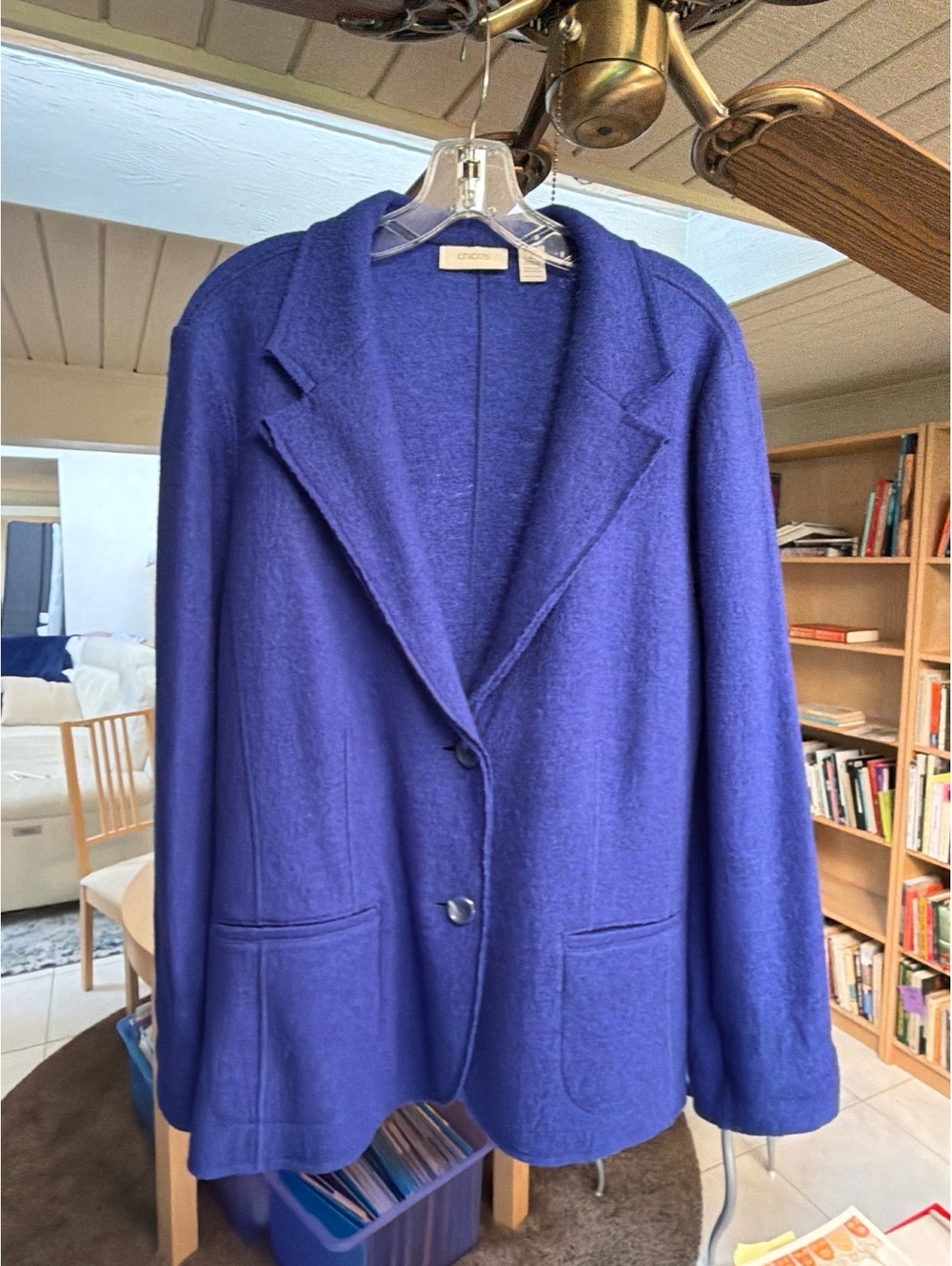 Chico’s blue wool knit blazer size 2